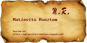 Matievits Rusztem névjegykártya